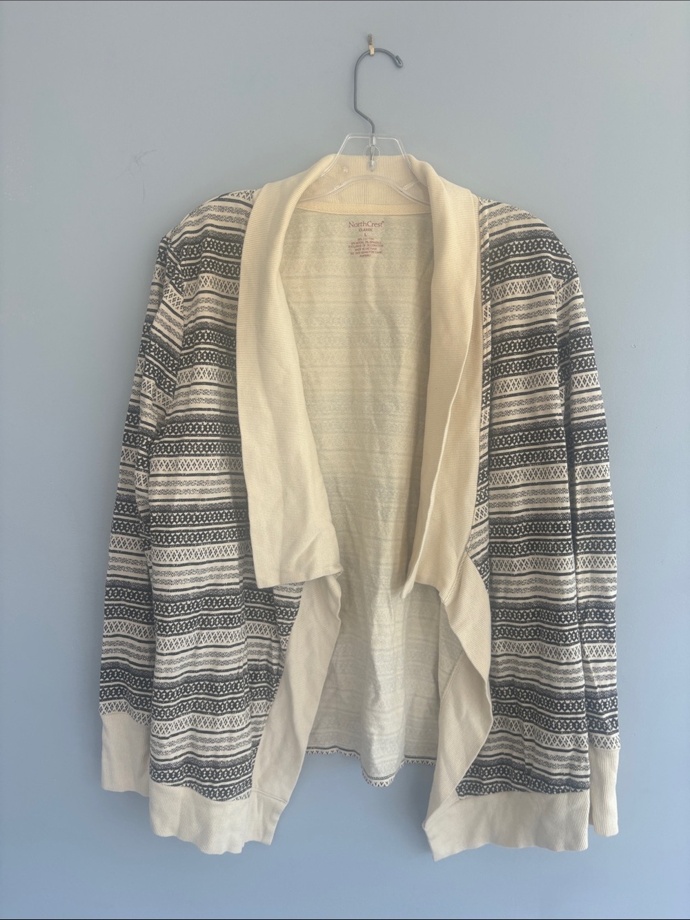 Northcrest Cream and Black Striped Open-Front Cardigan